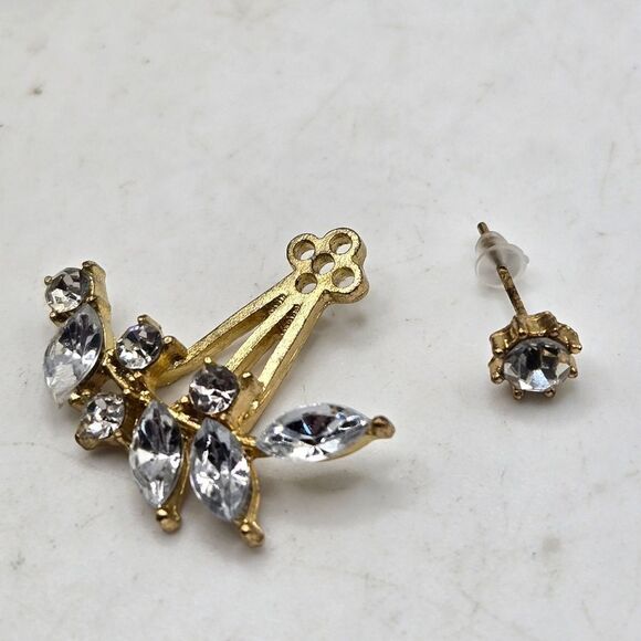 "5/$25" Mismatched Silver/Goldtone Faux Pearl Cluster Rhinestone Post Earrings - Picture 8 of 8